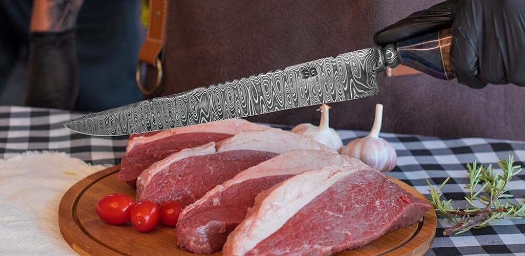 faca para churrasco personalizada Churrasul - aço damasco